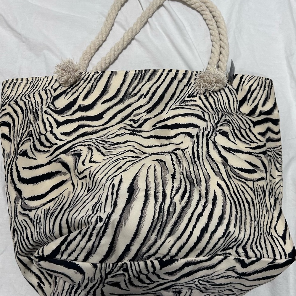 Zebra Print Tote Bag with Rope Handles